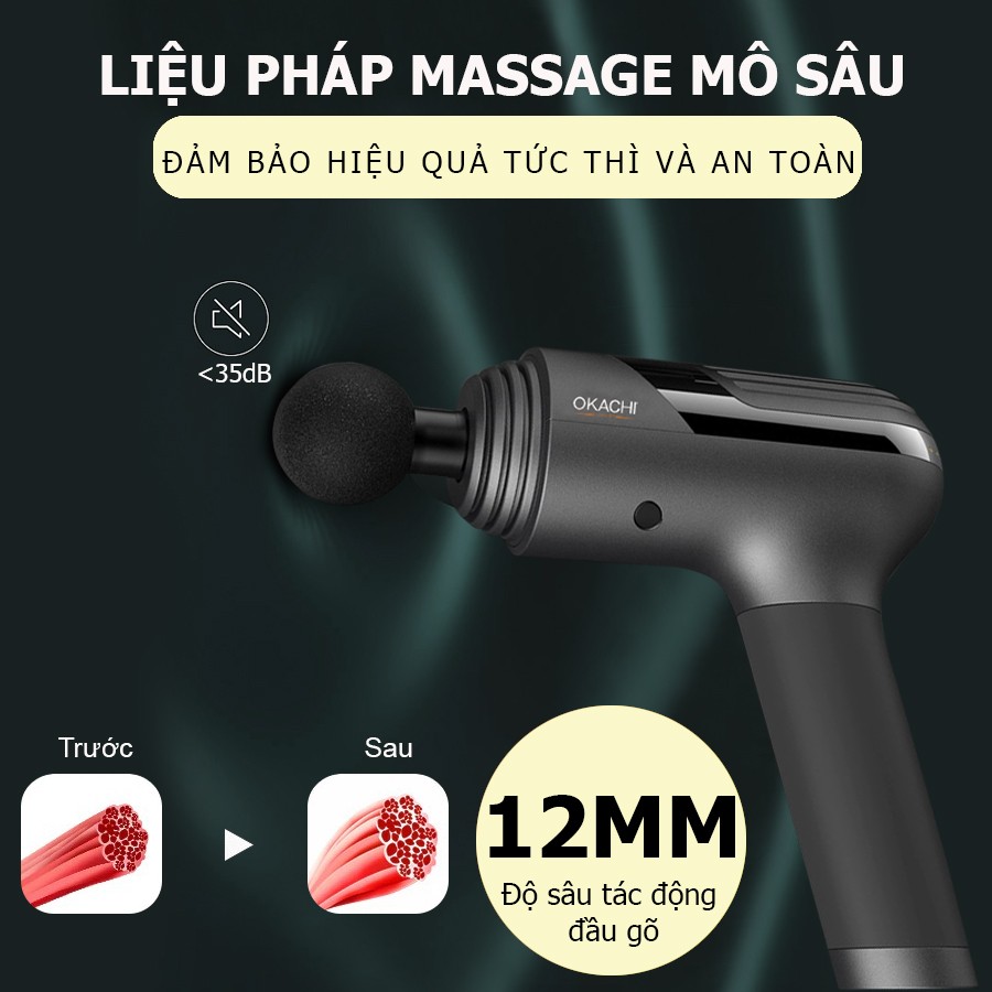 Súng massage toàn thân OKACHI LUXURY JP-i5 Pro (Viền đen)